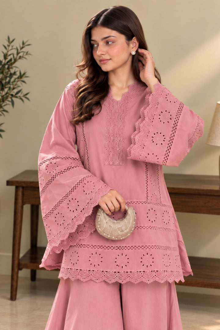 Dusty Rose Chikankari 2-PC Set