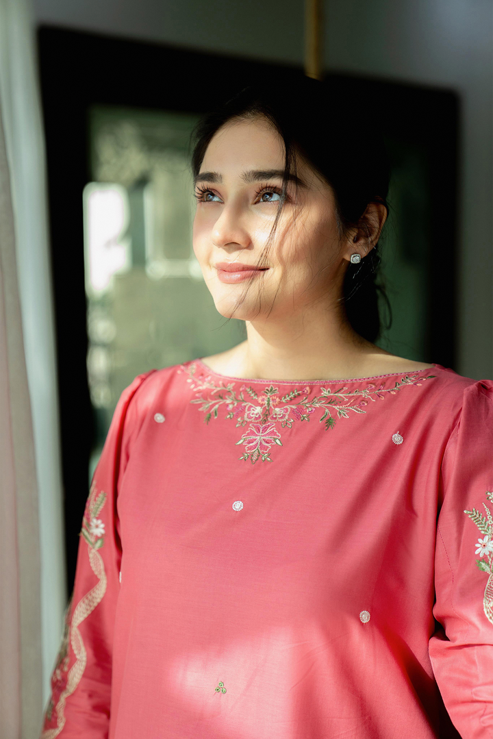 Elegant Embroidered Lawn Two-Piece Dress for Women - Comfortable Summer Style