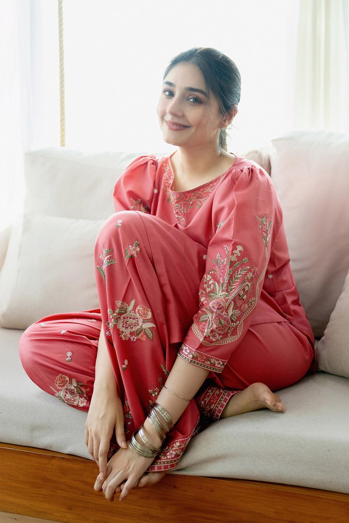 Elegant Embroidered Lawn Two-Piece Dress for Women - Comfortable Summer Style