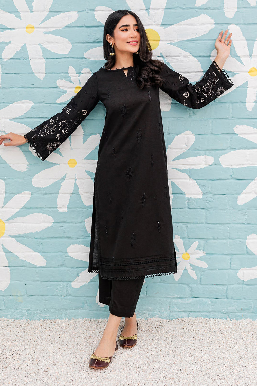 Best Selling - BLACK SPRING - 2PC EMBROIDERED SUIT