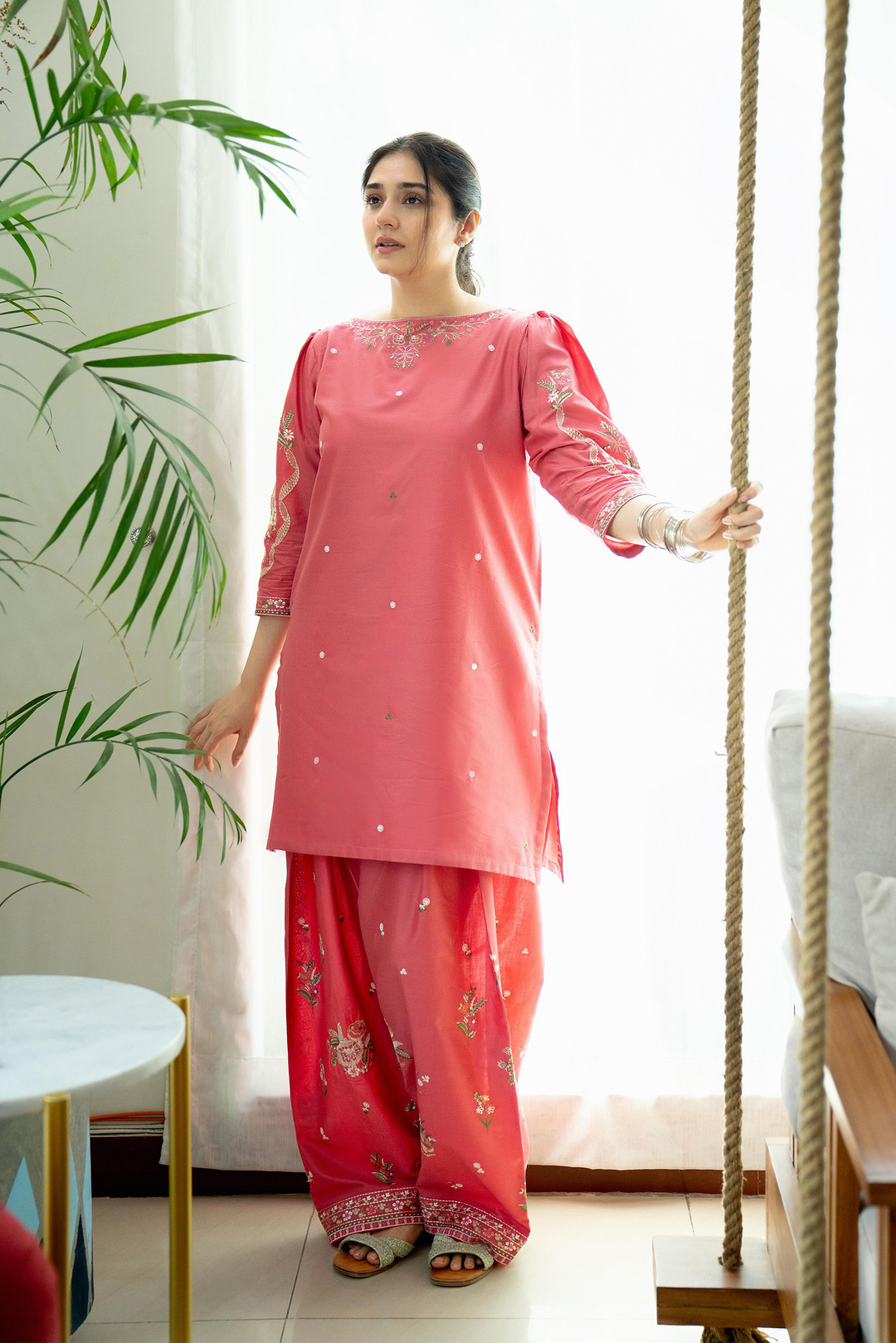 Elegant Embroidered Lawn Two-Piece Dress for Women - Comfortable Summer Style