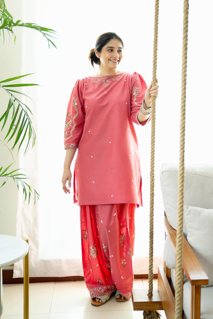 Elegant Embroidered Lawn Two-Piece Dress for Women - Comfortable Summer Style