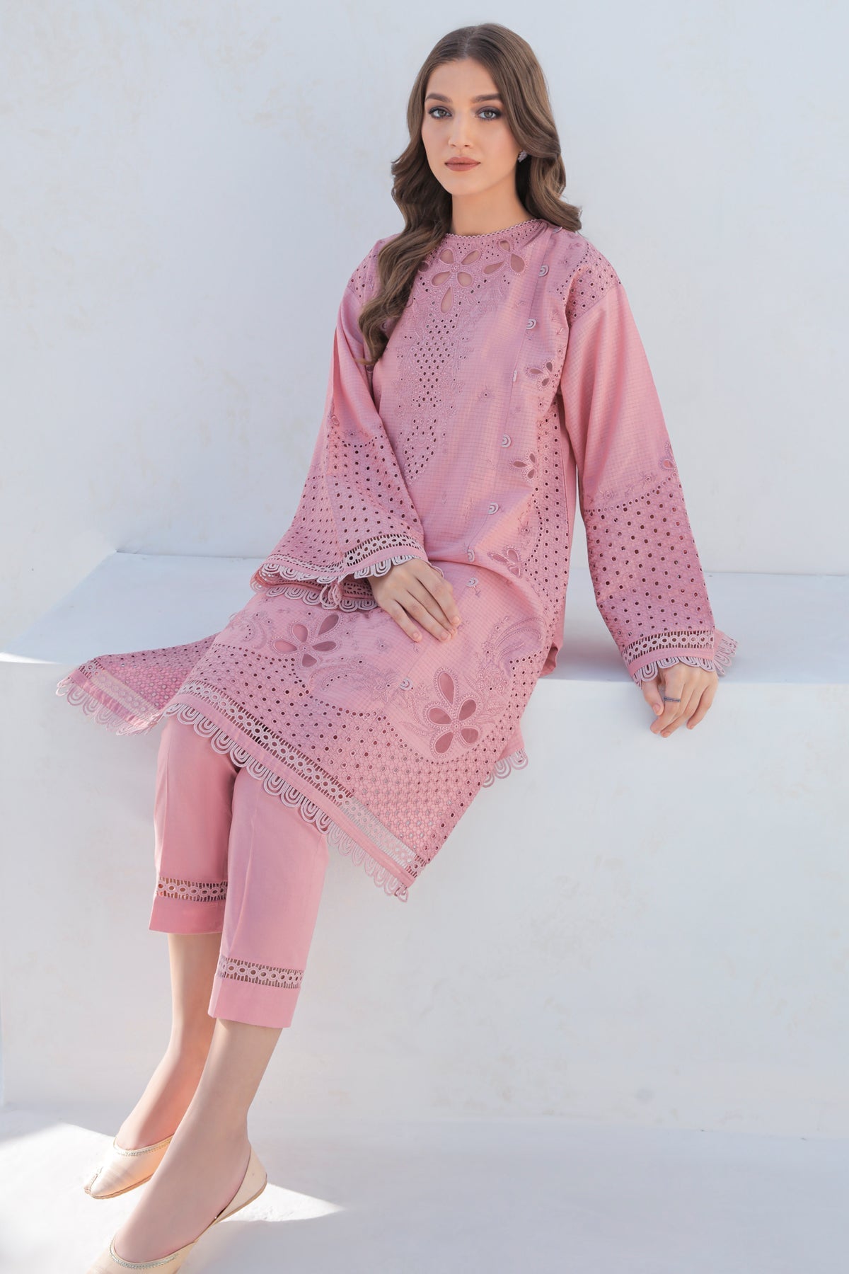 EMBROIDERED CHECK COTTON - 2 PC - SUIT - SAFOORA – Safoora