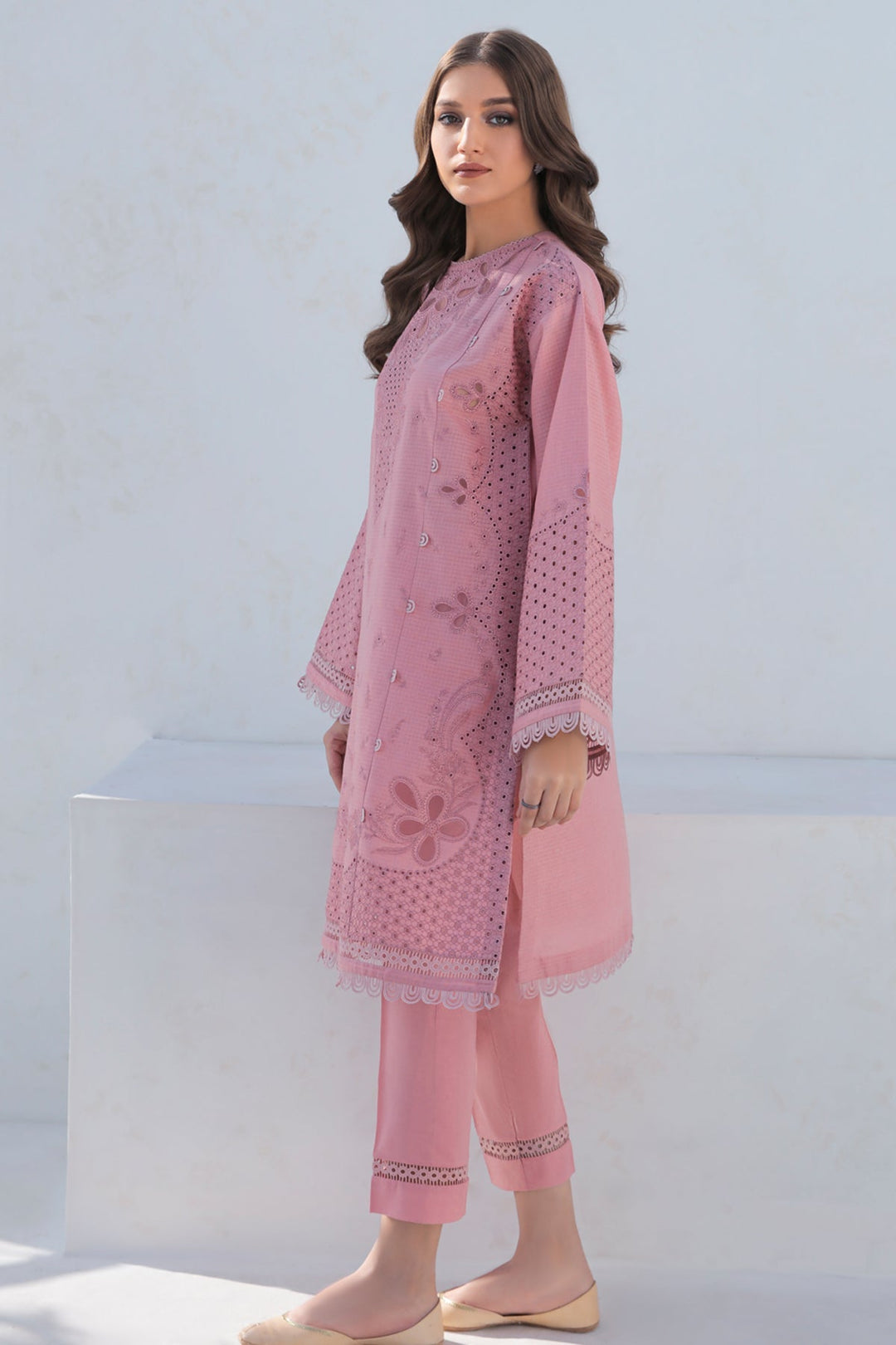 EMBROIDERED CHECK COTTON - 2 PC - SUIT