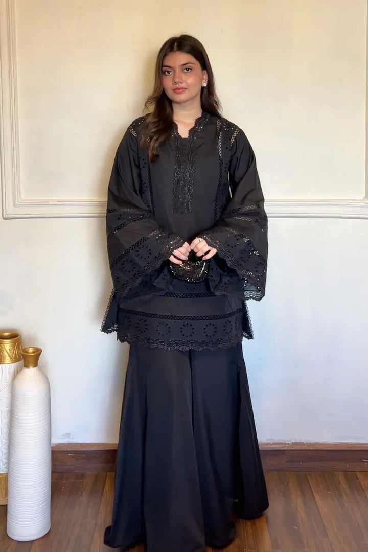 BLACK CHIKANKARI 2-PC SET