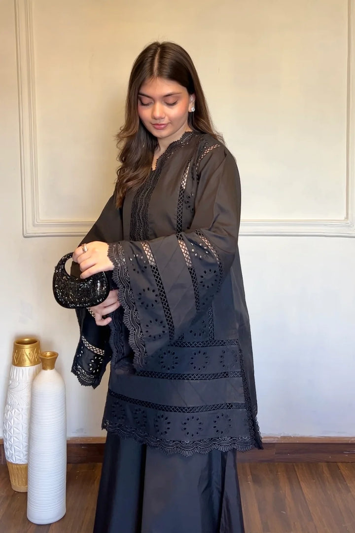 BLACK CHIKANKARI 2-PC SET