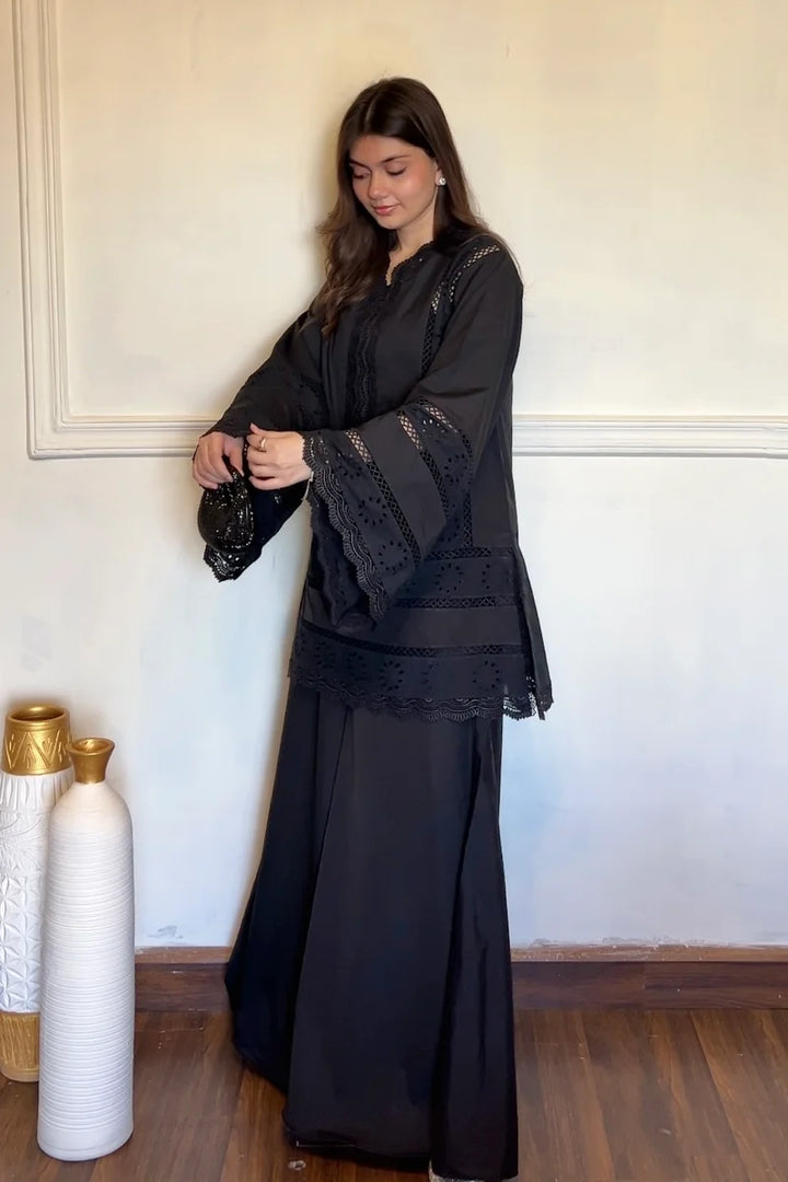 BLACK CHIKANKARI 2-PC SET