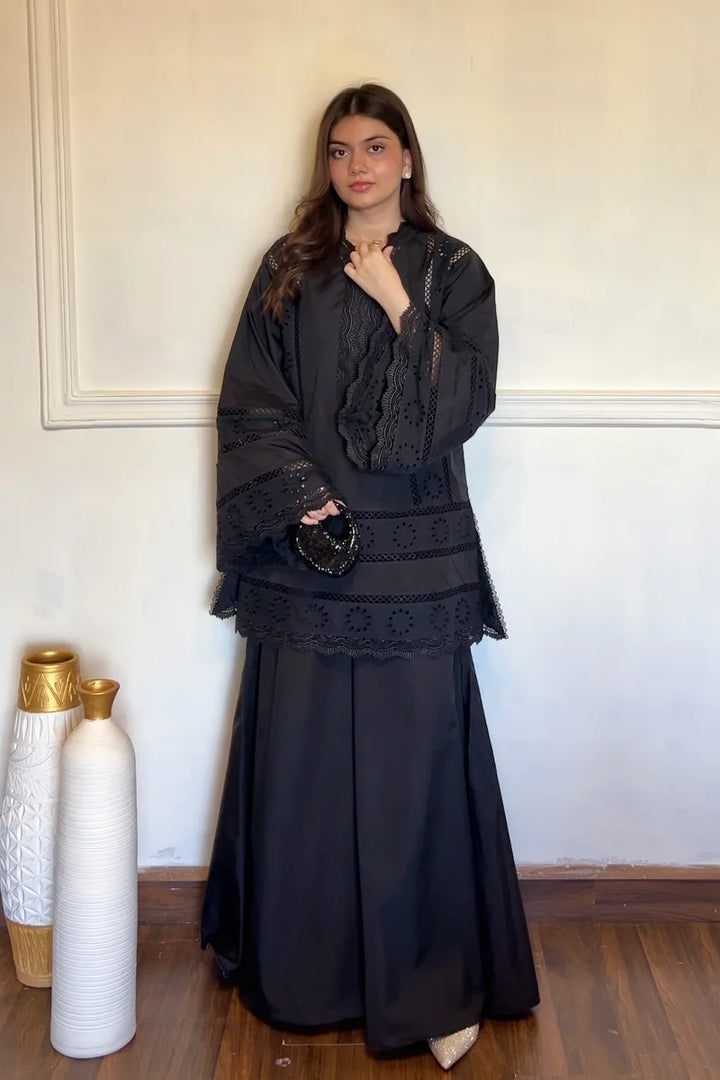 BLACK CHIKANKARI 2-PC SET