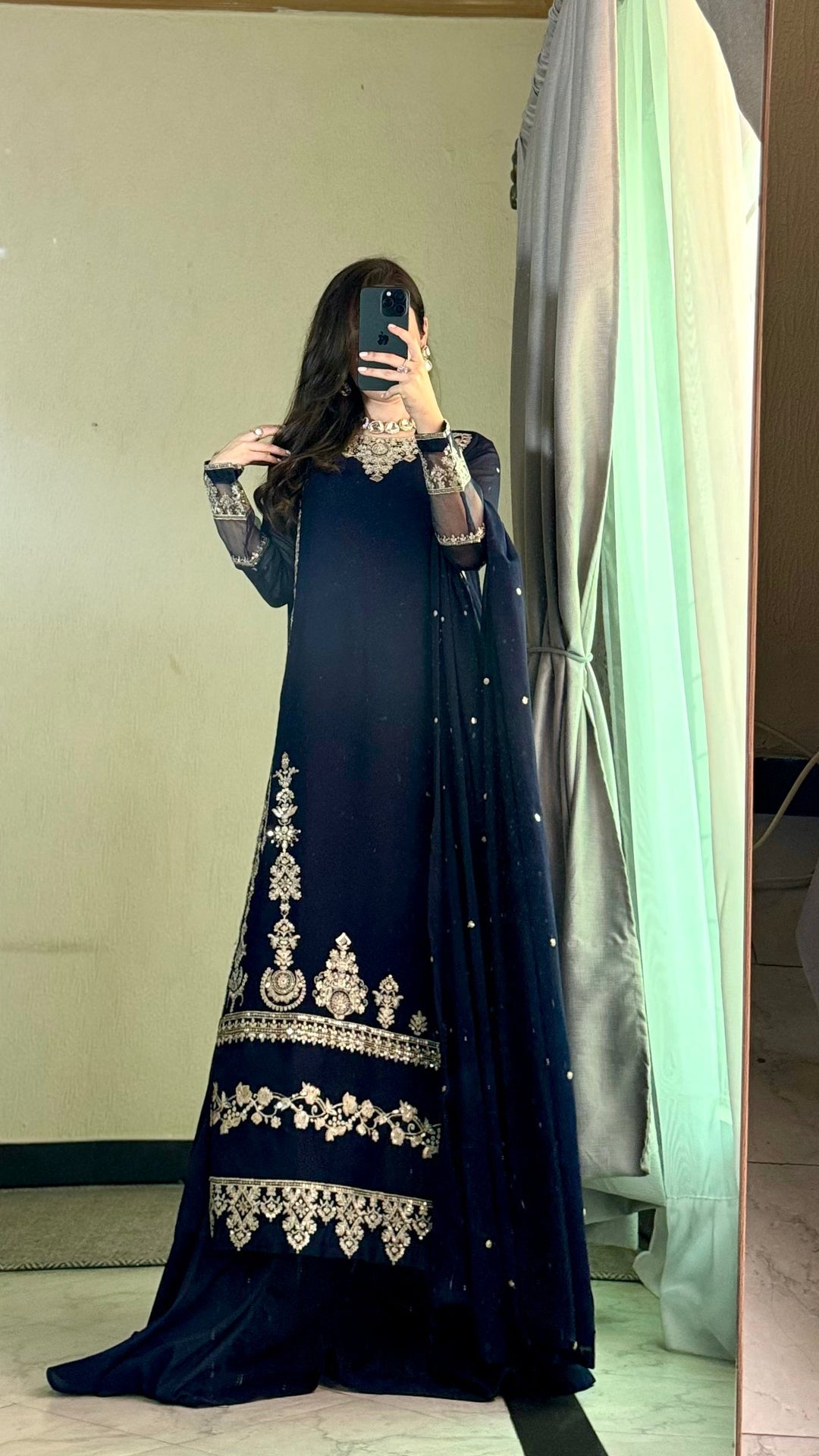 Mahpara Blue Chiffon Sequence Embroidered 3-Piece Eastern Ready-to-Wear Suit