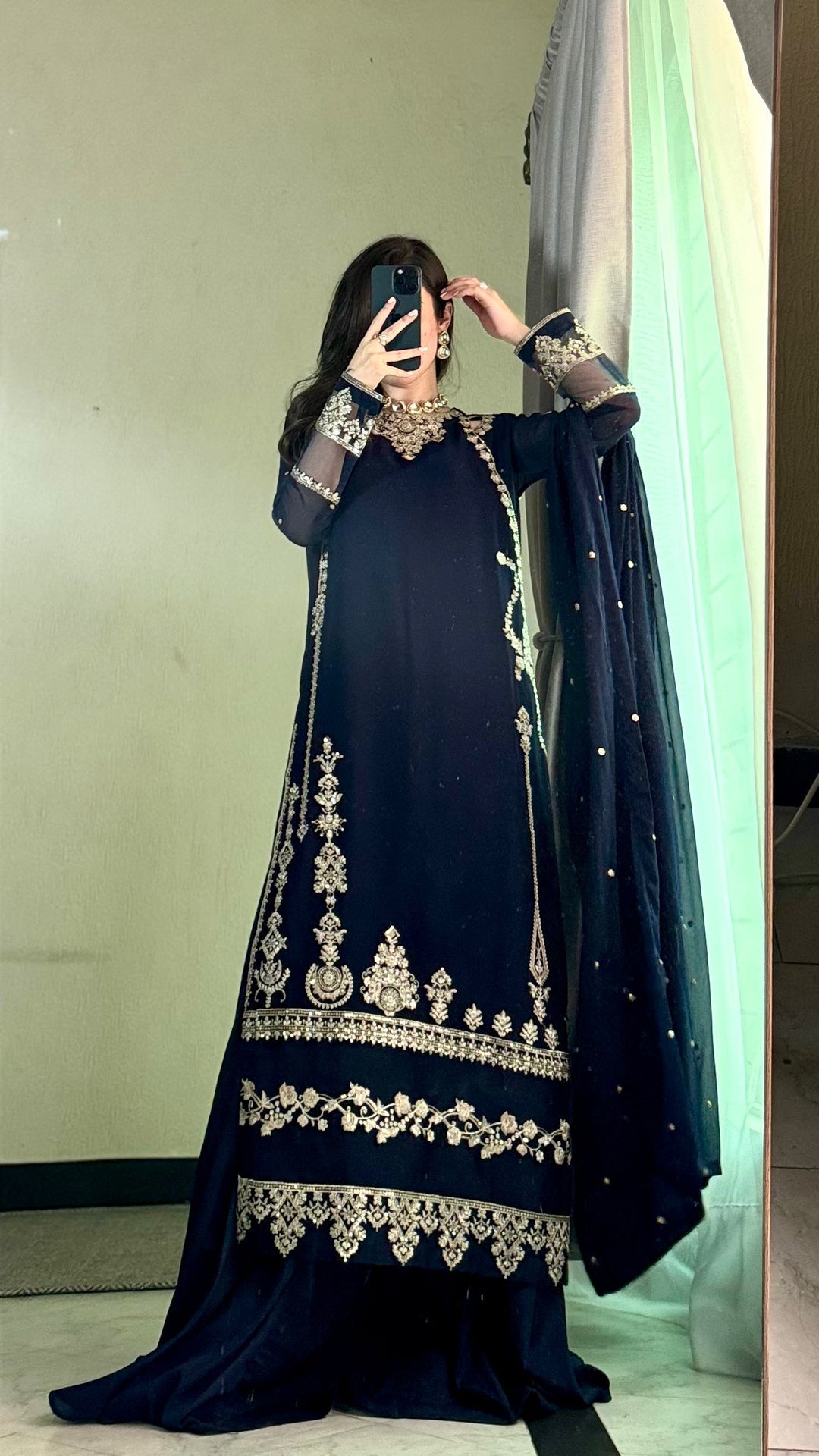 Mahpara Blue Chiffon Sequence Embroidered 3-Piece Eastern Ready-to-Wear Suit