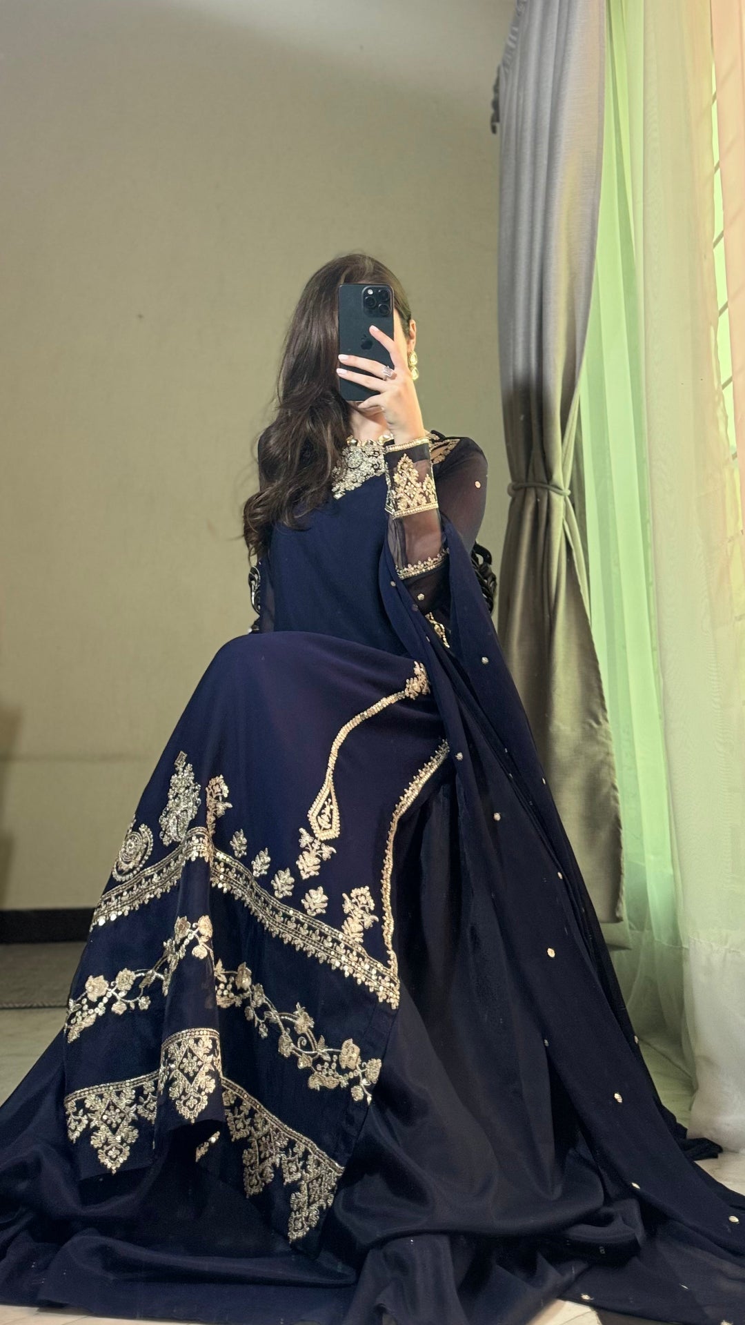 Mahpara Blue Chiffon Sequence Embroidered 3-Piece Eastern Ready-to-Wear Suit