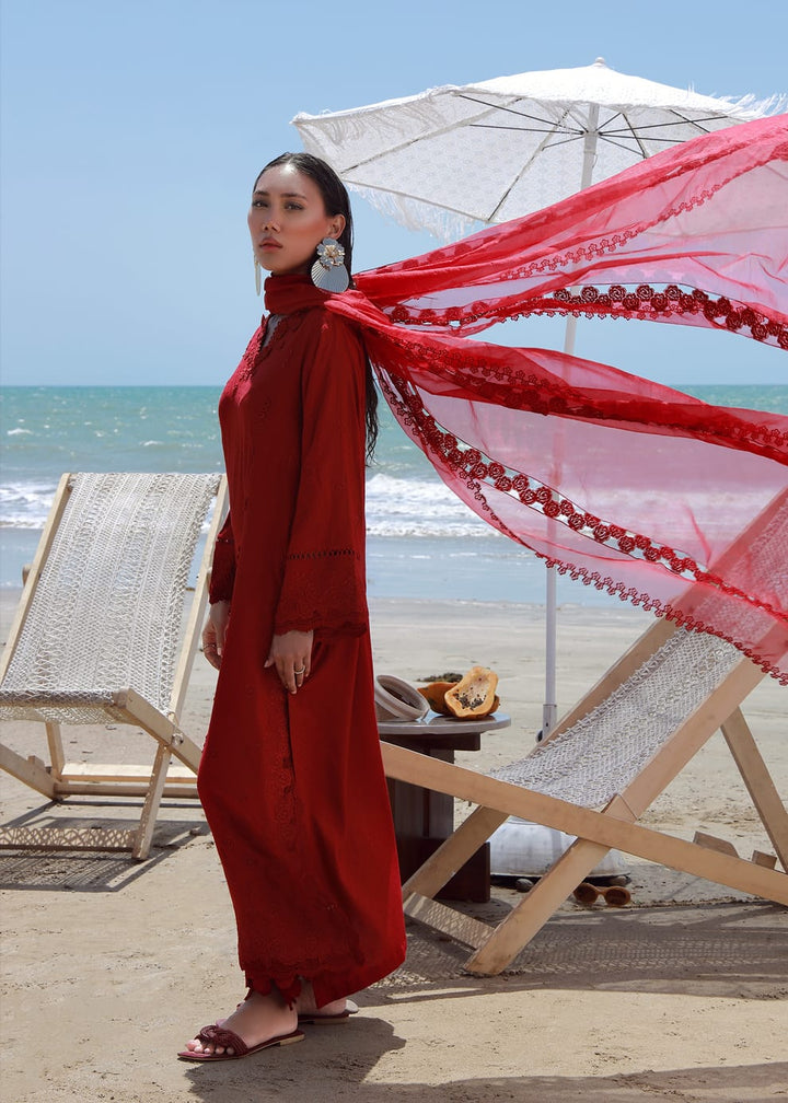 Red Rose Luxury Embroidered Suit