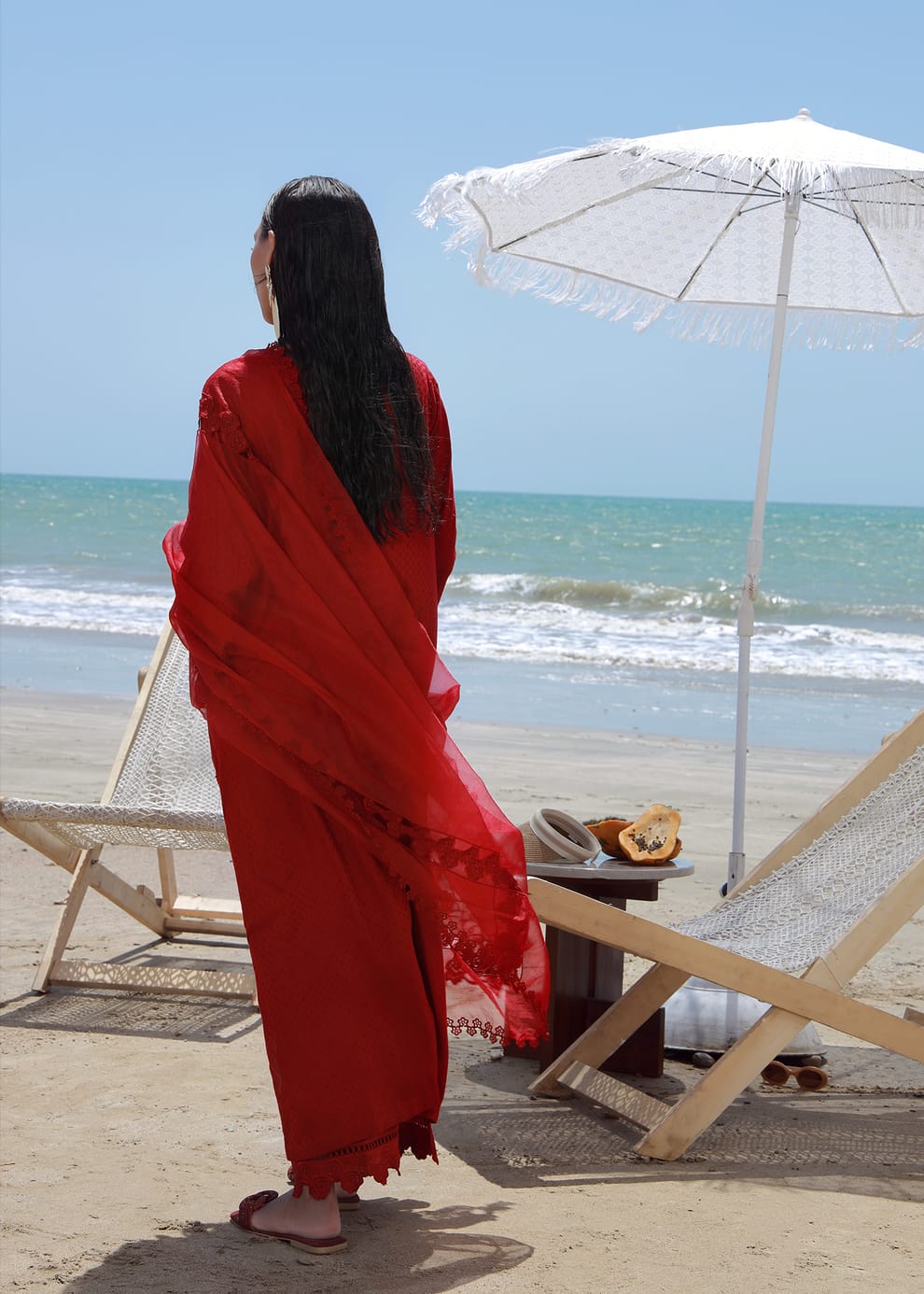 Red Rose Luxury Embroidered Suit