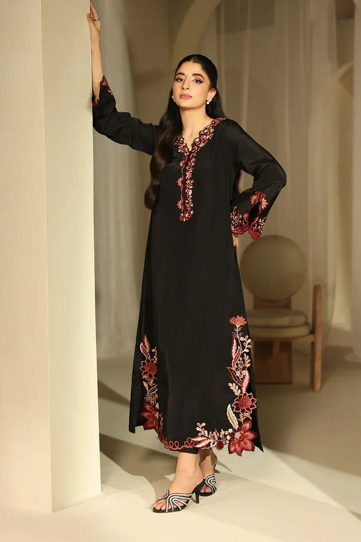 Black Rose - 2pc Embroidered
