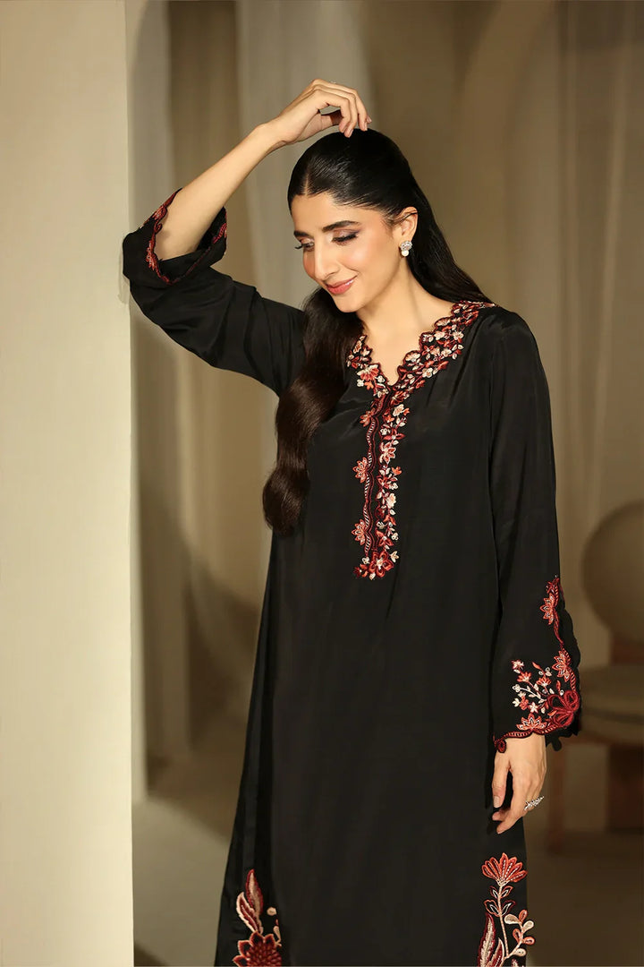 Black Rose - 2pc Embroidered