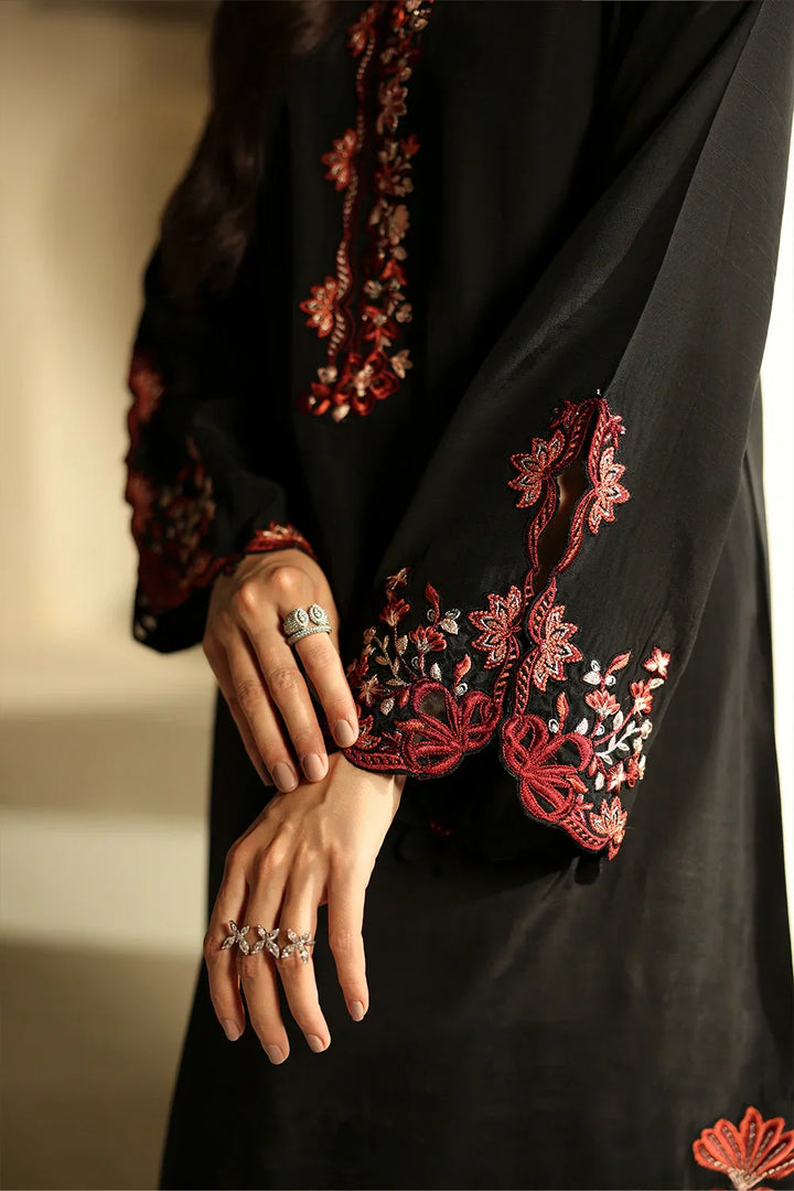 Black Rose - 2pc Embroidered