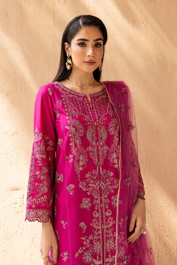 Elegant Embroidered Pink 3-PC DRESS