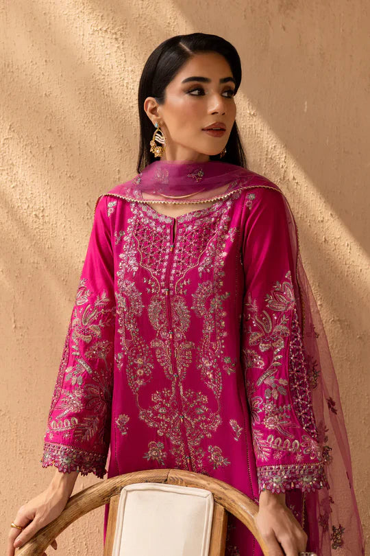 Elegant Embroidered Pink 3-PC DRESS