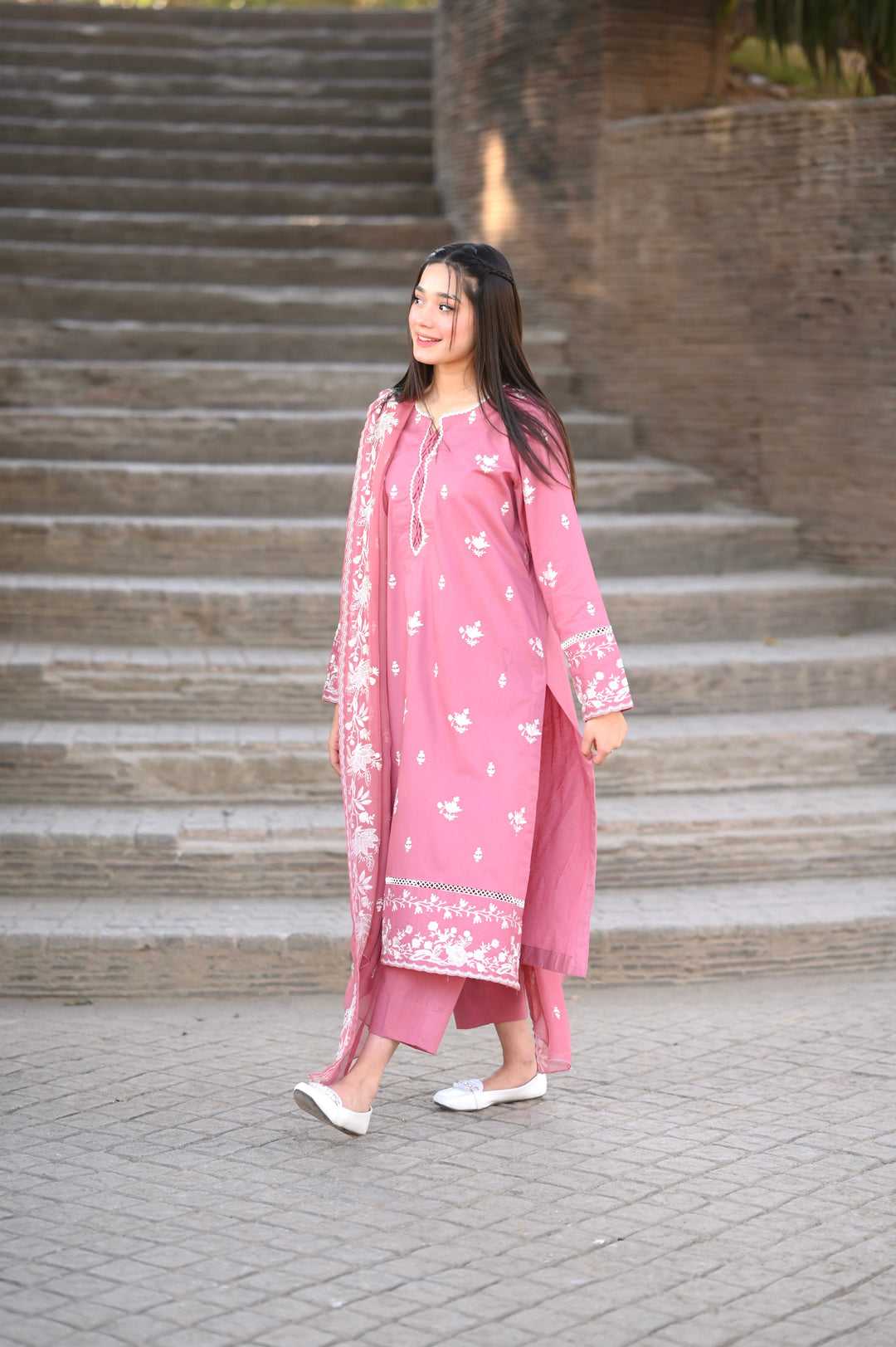 BEST SELLING - BLUSH - 3 PC EMBROIDERED SUIT