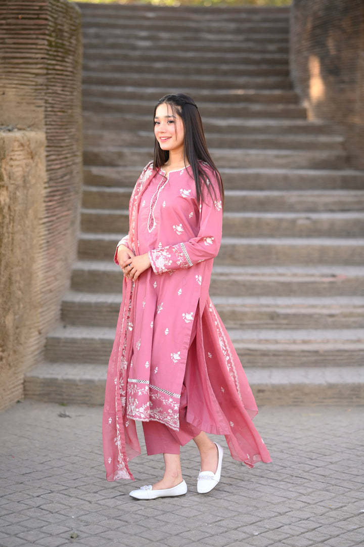 BEST SELLING - BLUSH - 3 PC EMBROIDERED SUIT