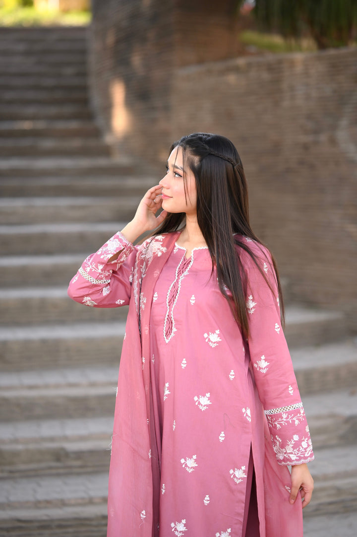 BEST SELLING - BLUSH - 3 PC EMBROIDERED SUIT