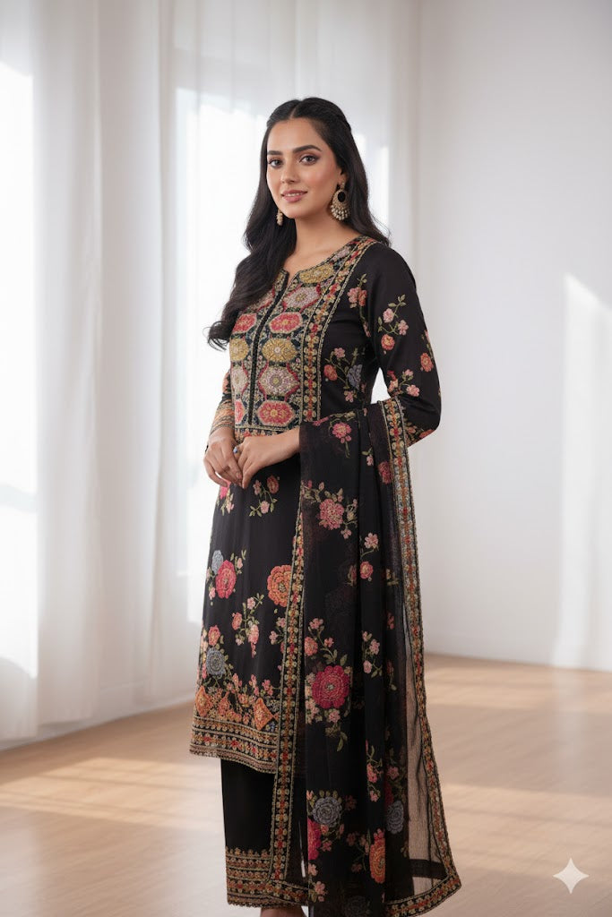 Luxy Black Embroidered Dress