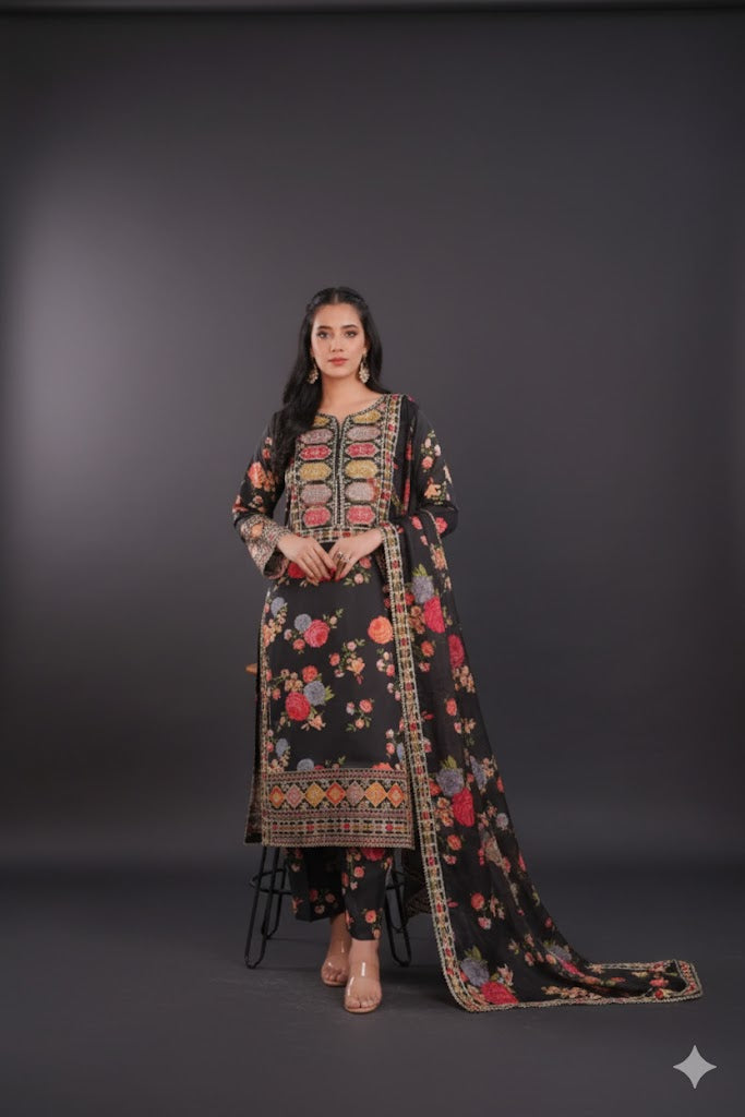 Luxy Black Embroidered Dress